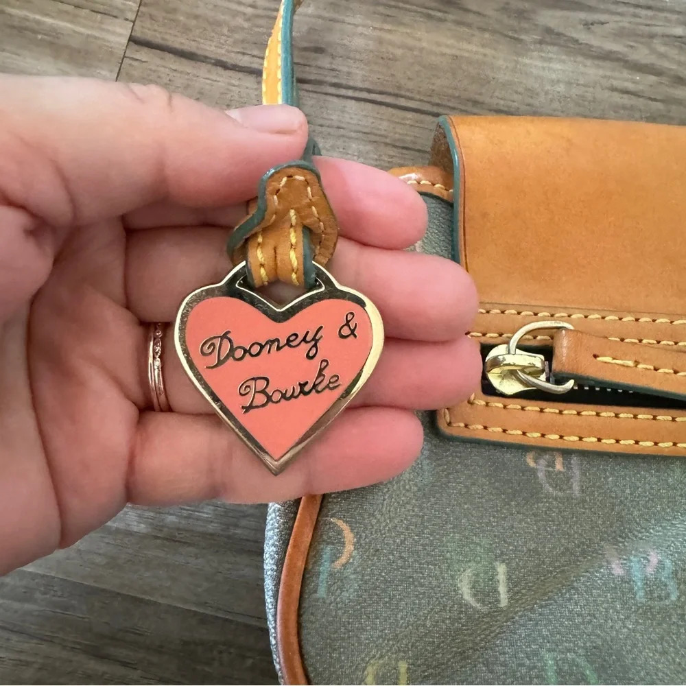 Y2K 2000s Dooney & Bourke Leather flap rainbow monogram mini shoulder bag - Picture 9 of 11
